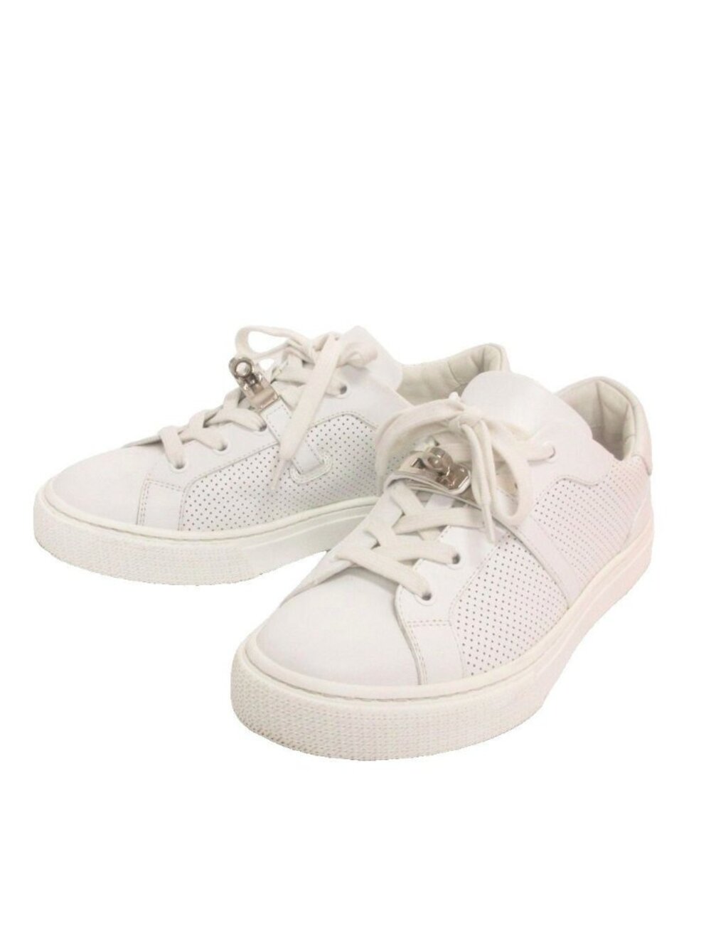 Hermes Day Kelly Buckle Sneakers Low Cut White Shoes